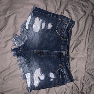 Ripped jean shorts